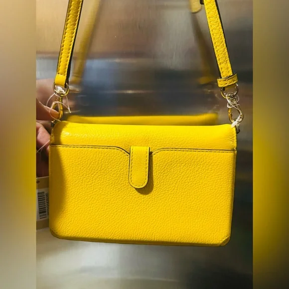 Michael Kors✨💛🩶Vibrant Yellow Floral Crossbody Bag with Phone Holder - Picture 6 of 7